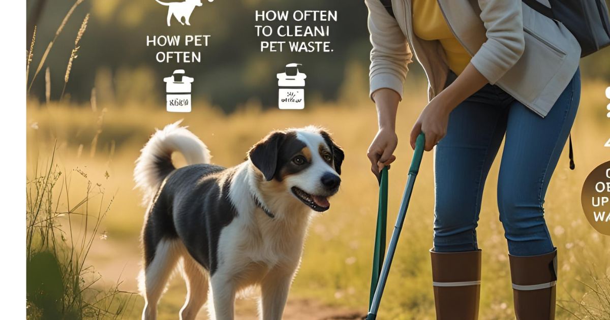 Infographic showing how often to clean up pet waste in Grain Valley